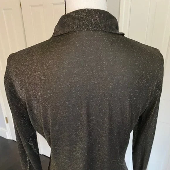 Semi-Sheer Metallic Woman's Buttoned Shirt - Picture 3 of 8